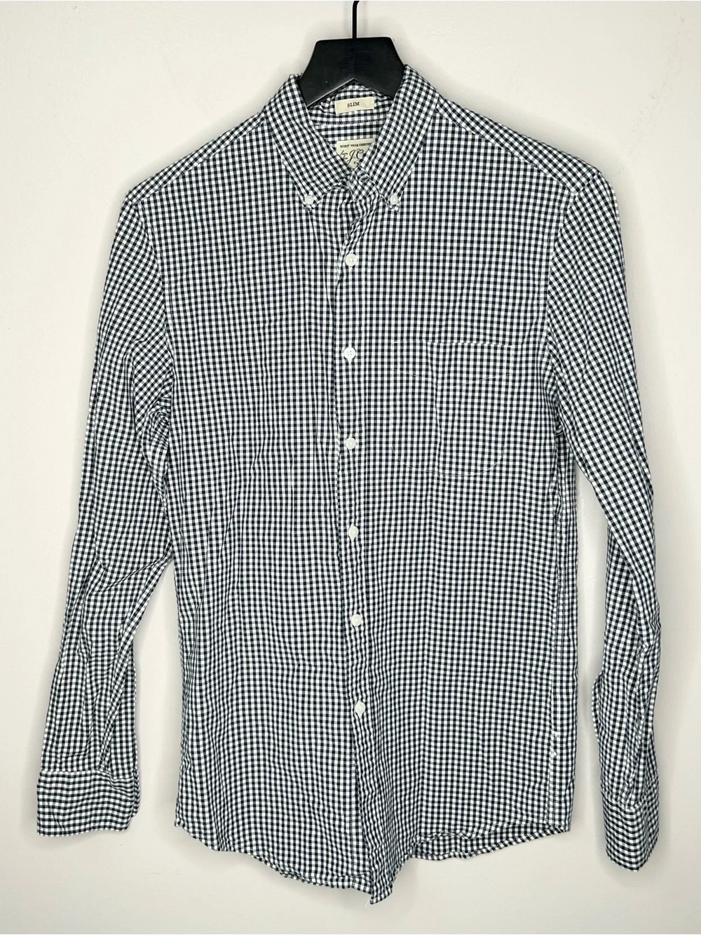 J. Crew Slim Fit Men’s Size S Checked Button Down Shirts Light Blue and Navy